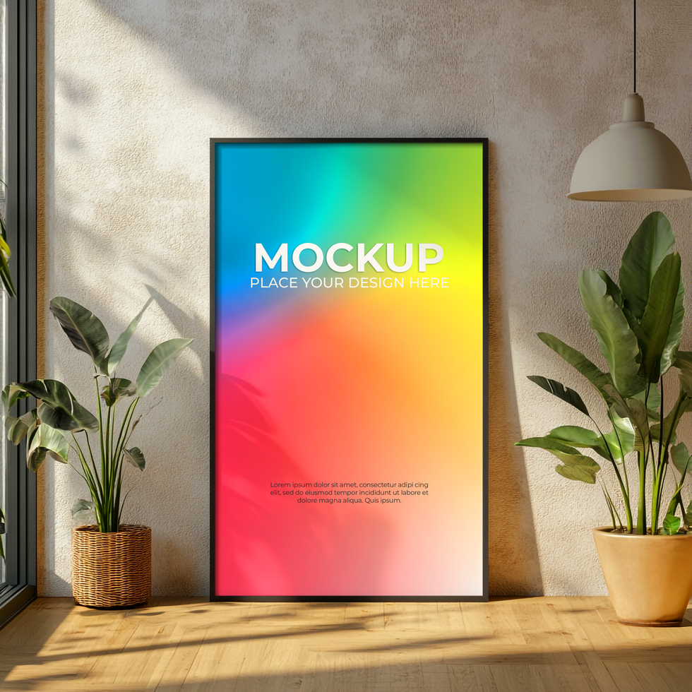Black matte frame mockup for minimalist graphic design psd