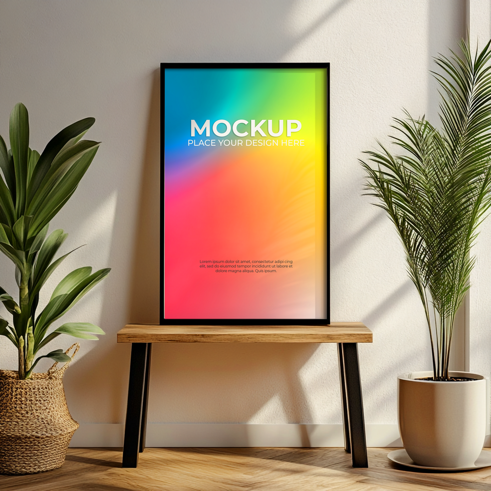 Stylish blank photo frame mockup for elegant presentations psd
