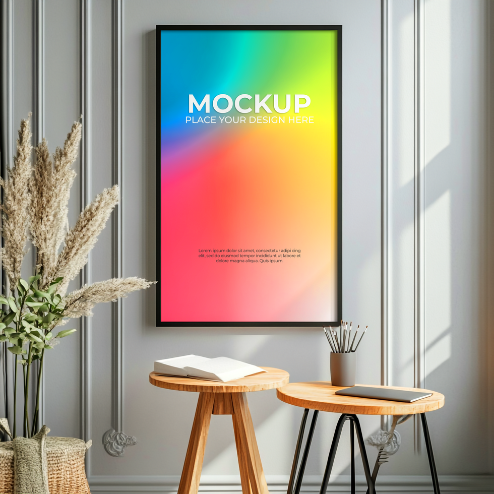 Blank portrait frame mockup for photography and artwork psd