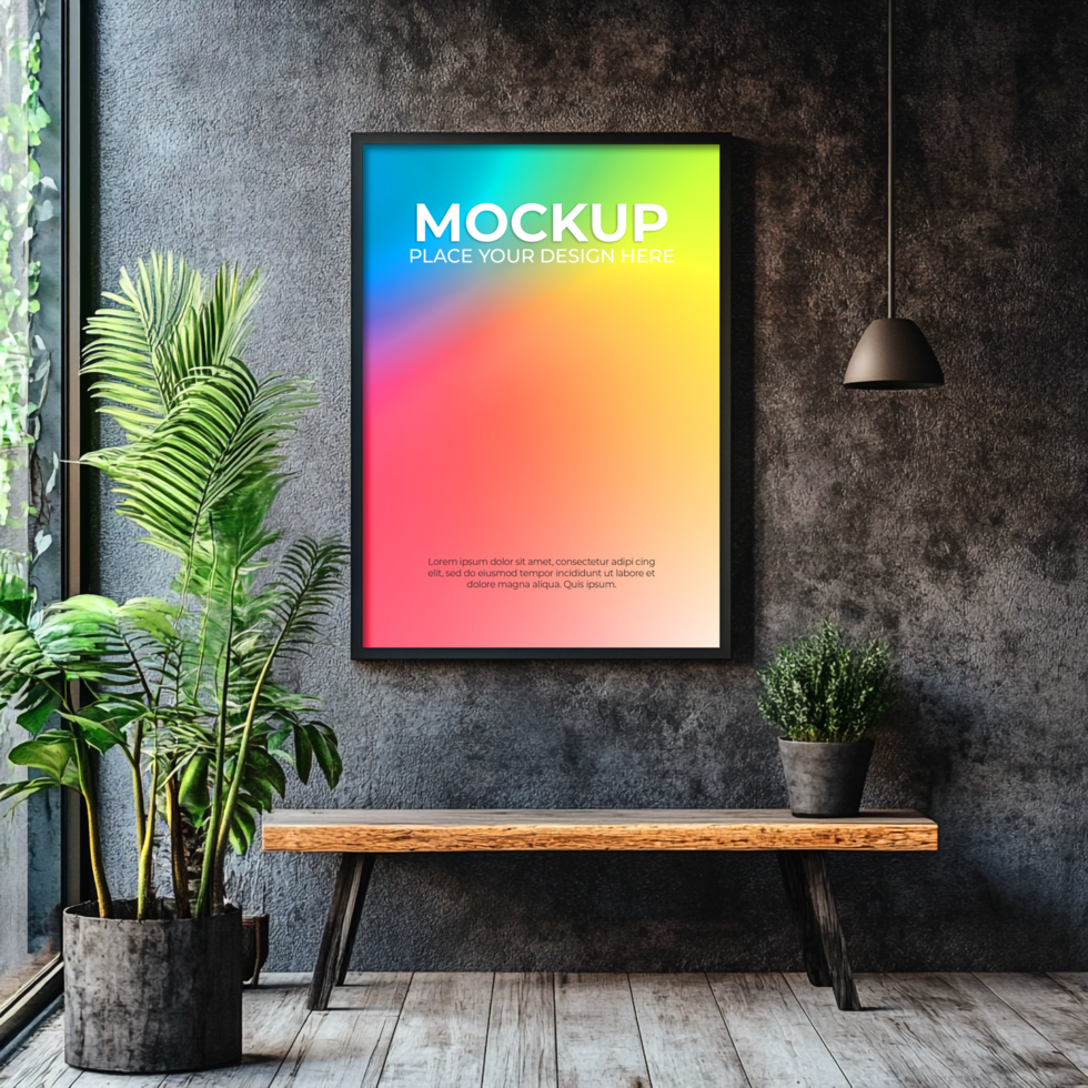 Abstract wall frame mockup for posters and artwork psd