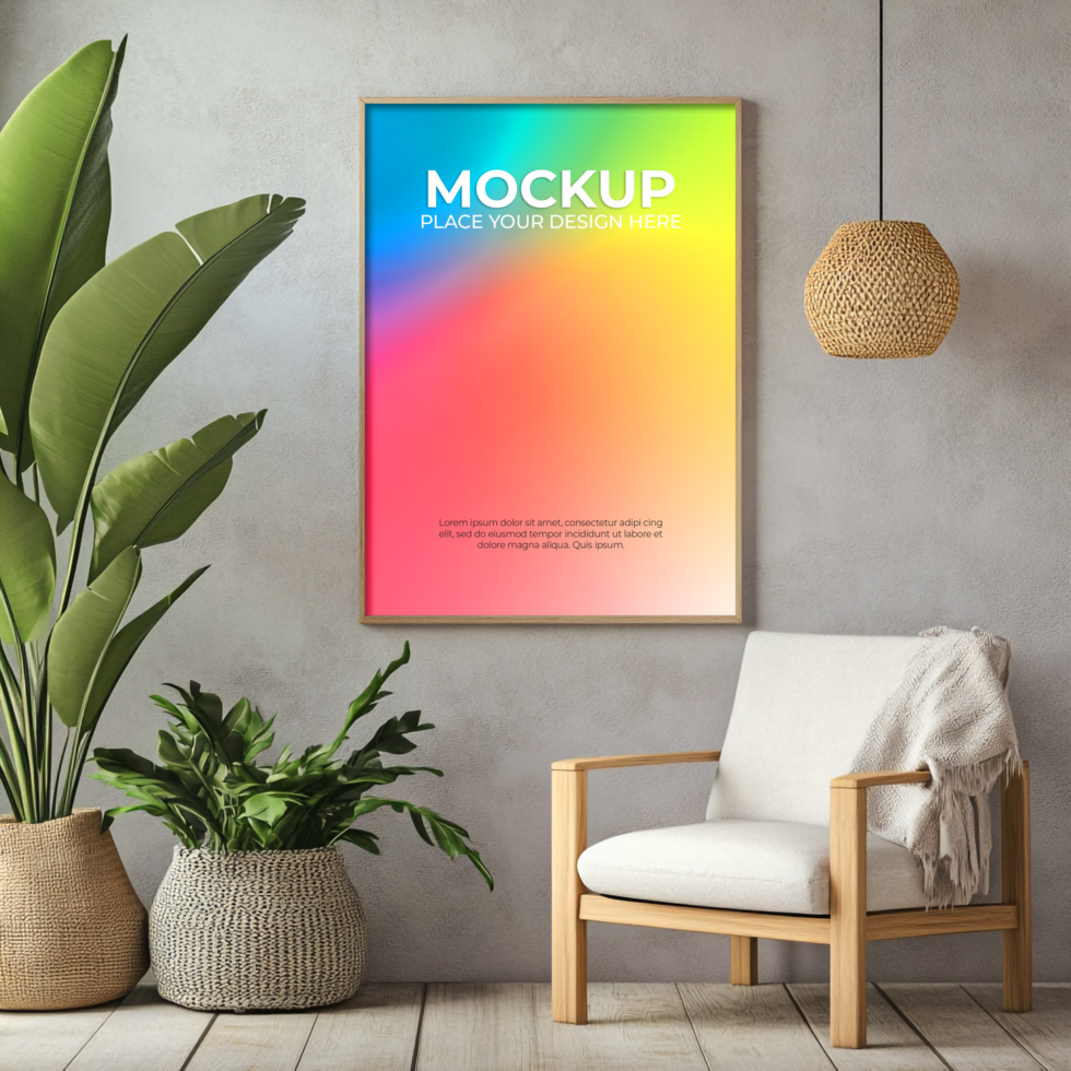 White border empty frame mockup for digital art showcase psd