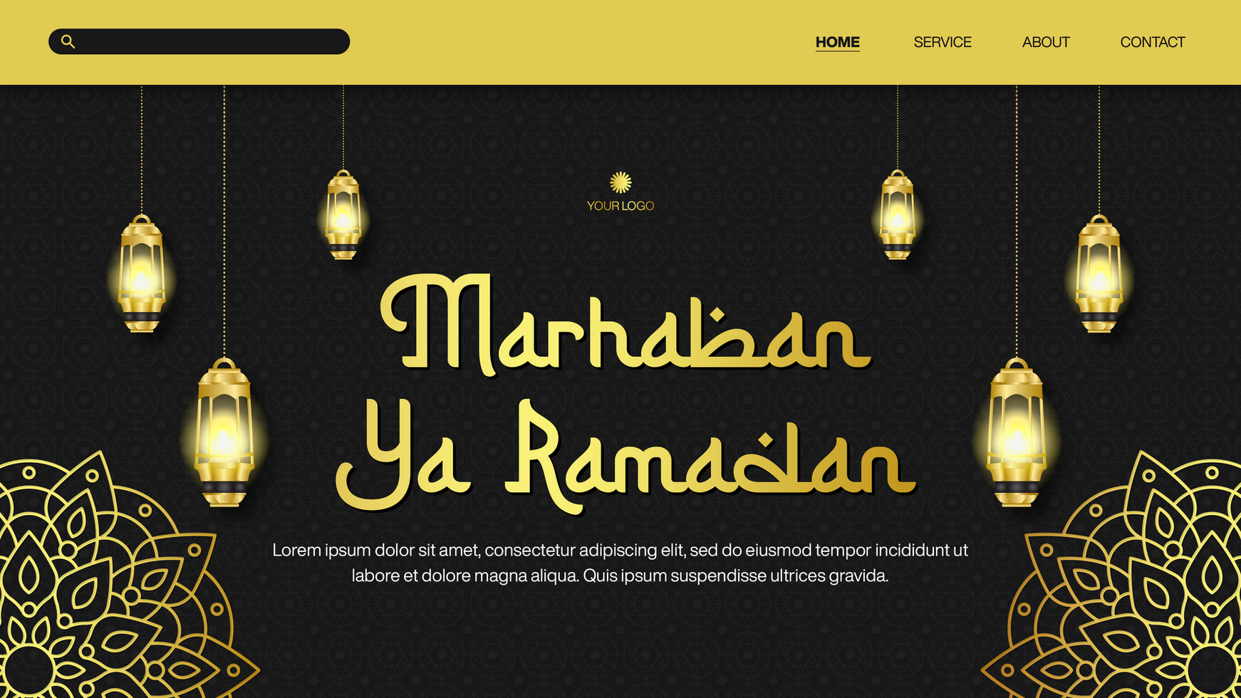 Marhaban Ya Ramadan Islamic Background For Landing Page Template Design psd