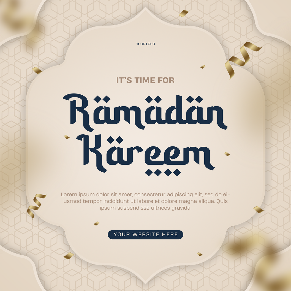 Ramadan Kareem Greetings Social Media Post Template Design With Confetti Background psd