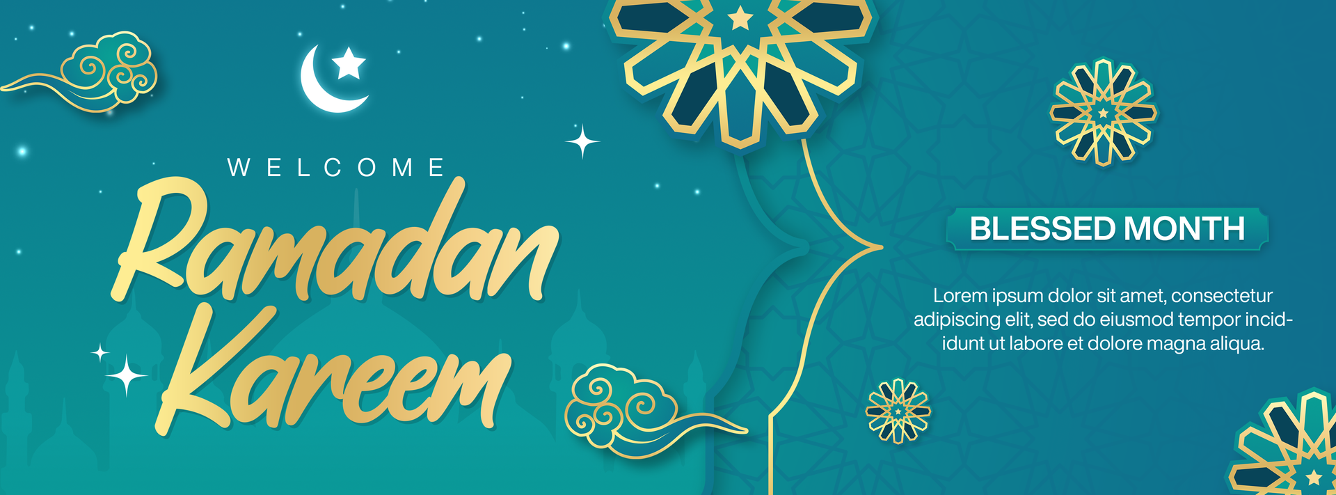 Realistic ramadan kareem social media cover template design psd