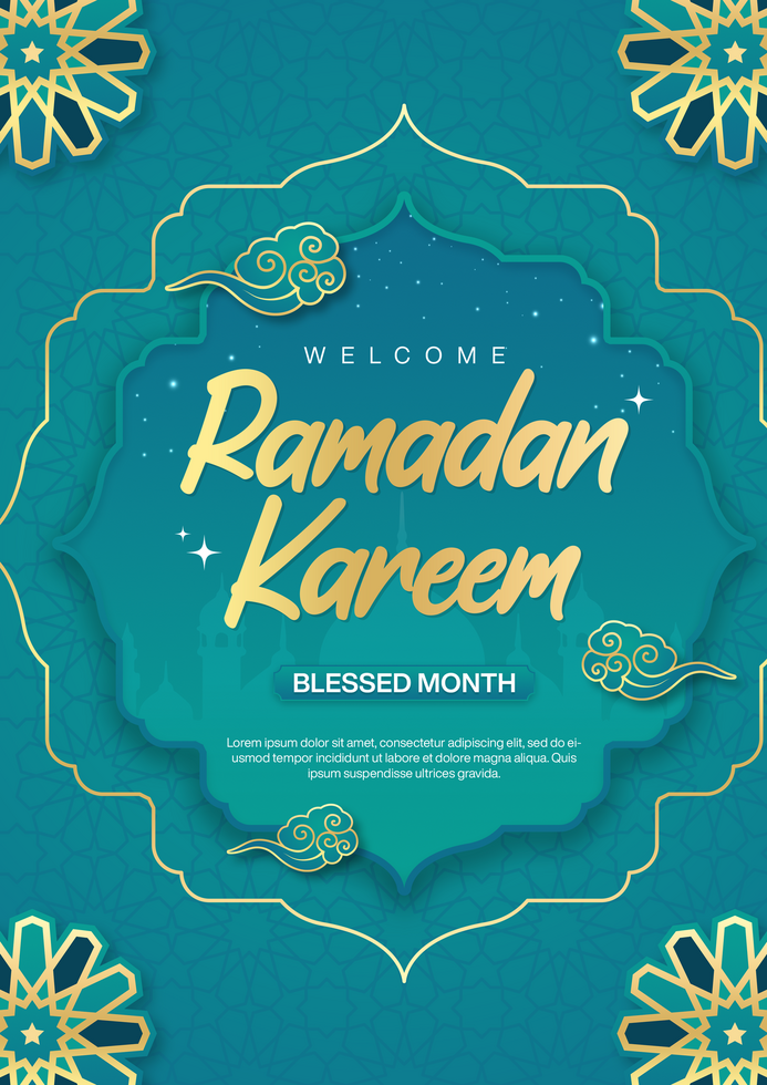 Realistic ramadan kareem poster template design psd
