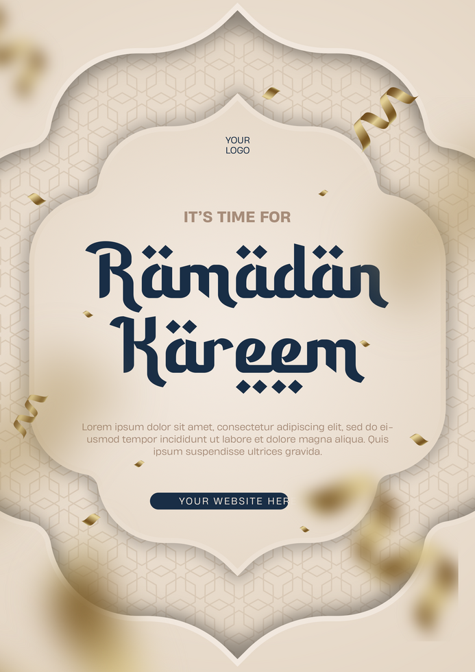 Ramadan Kareem Greetings Flyer Poster Template Design With Confetti Background psd