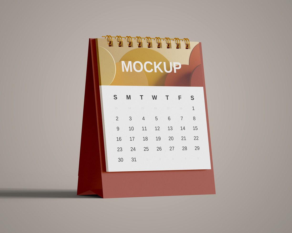 Mini desk calendar mockup, transparent background psd
