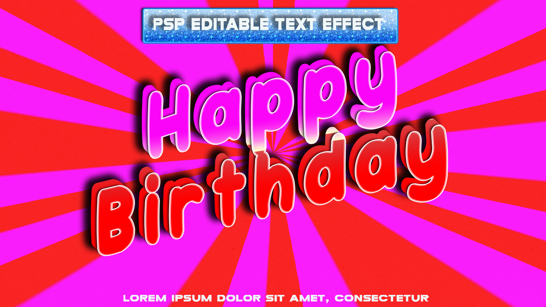 happy birthday red and pink psd