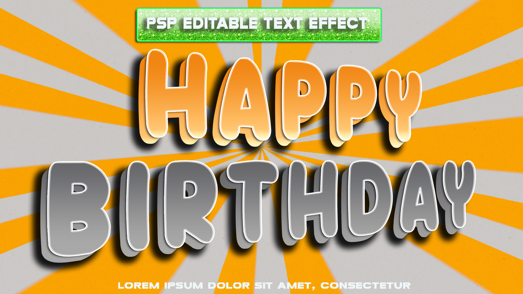 happy birthday grey and orange psd