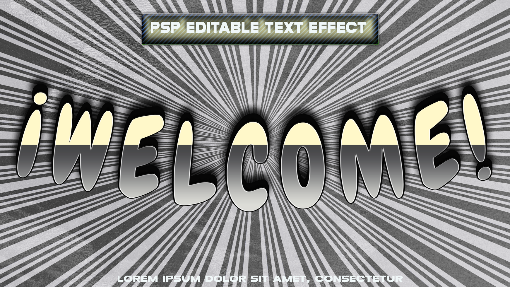 Grey welcome letters in 3d psd
