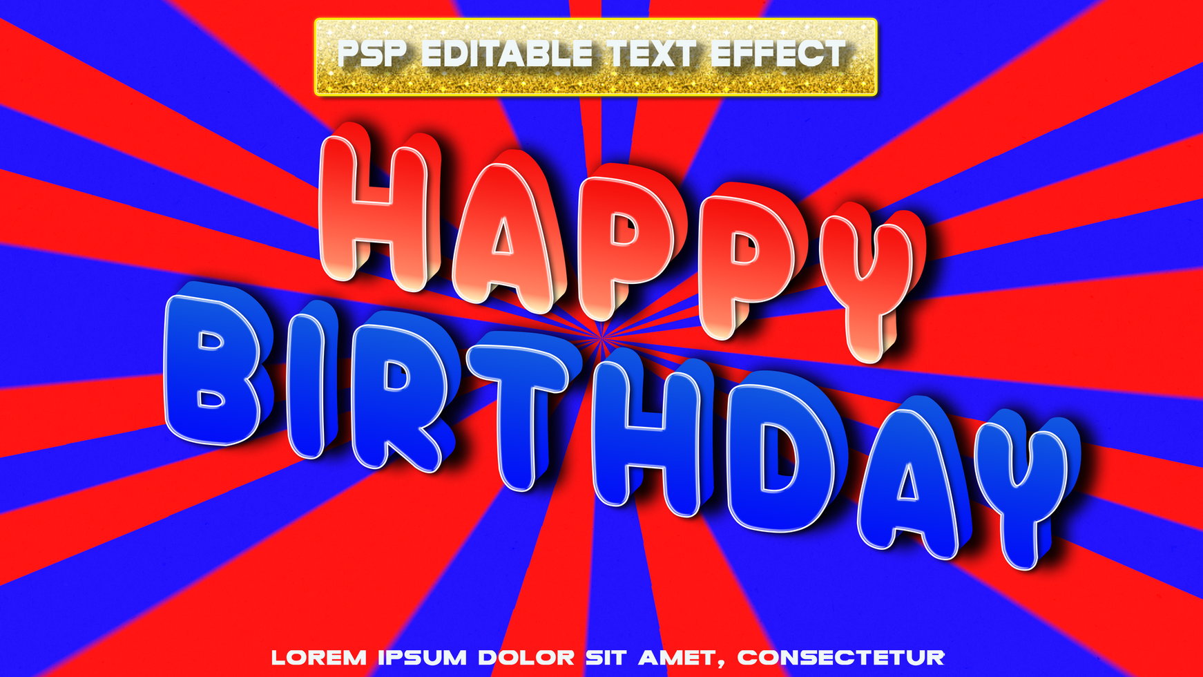 happy birthday blue and red psd