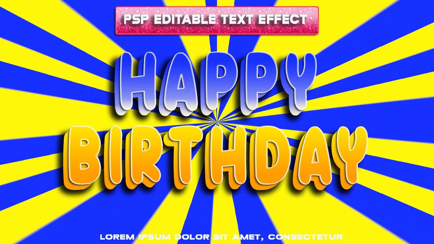happy birthday yellow and blue psd