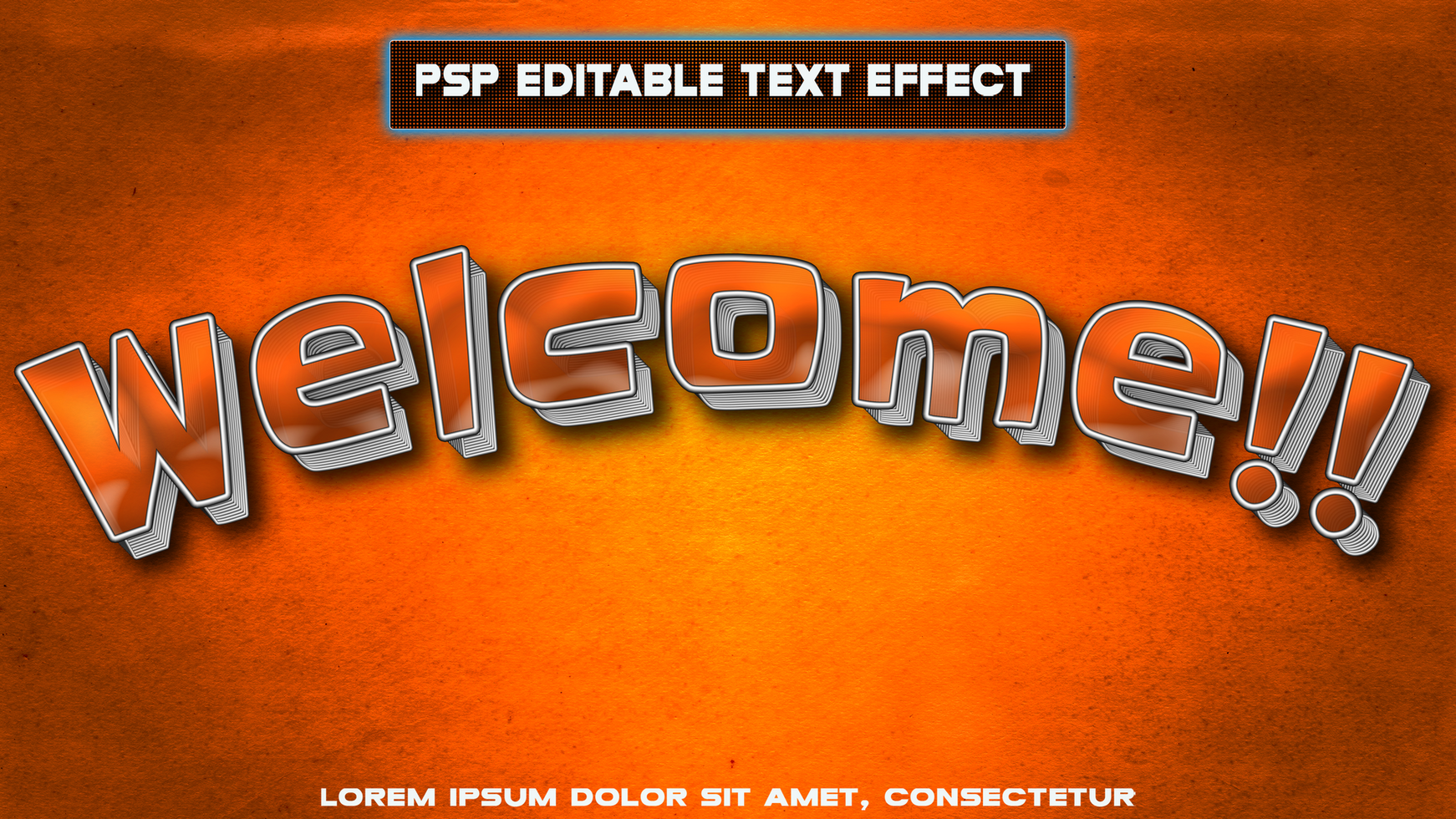Orange letters for welcome psd