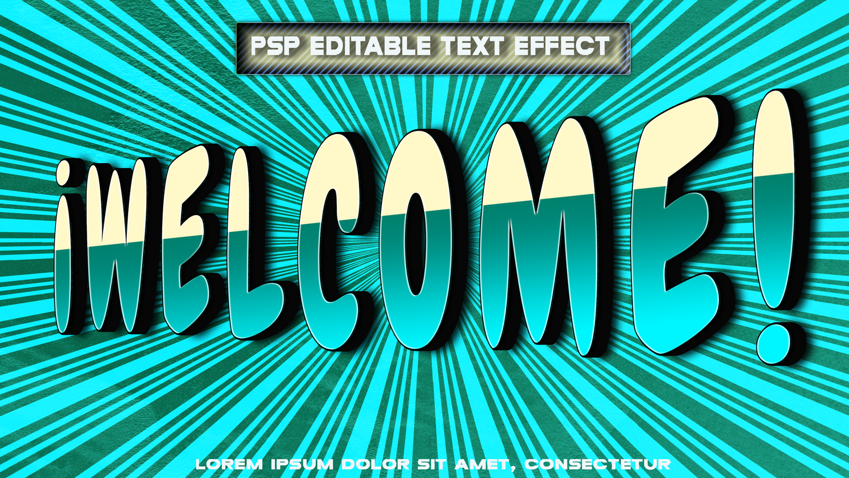 Sky blue welcome letters in 3d psd