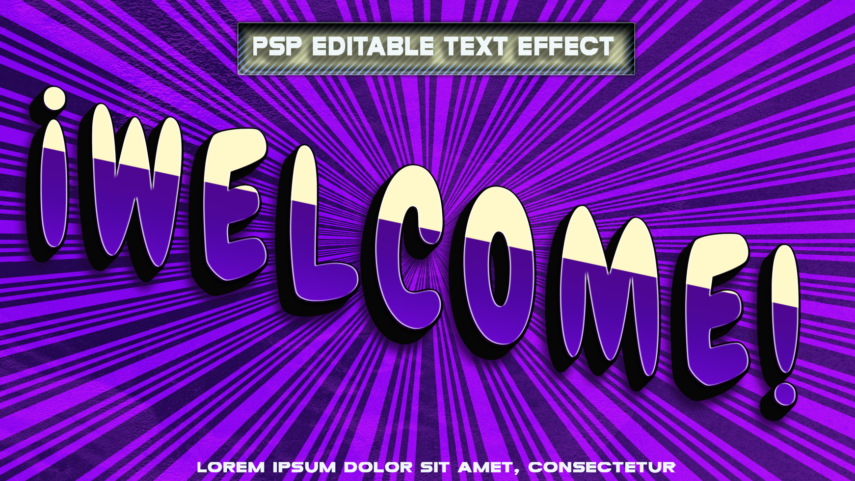 Purple welcome letters in 3d psd