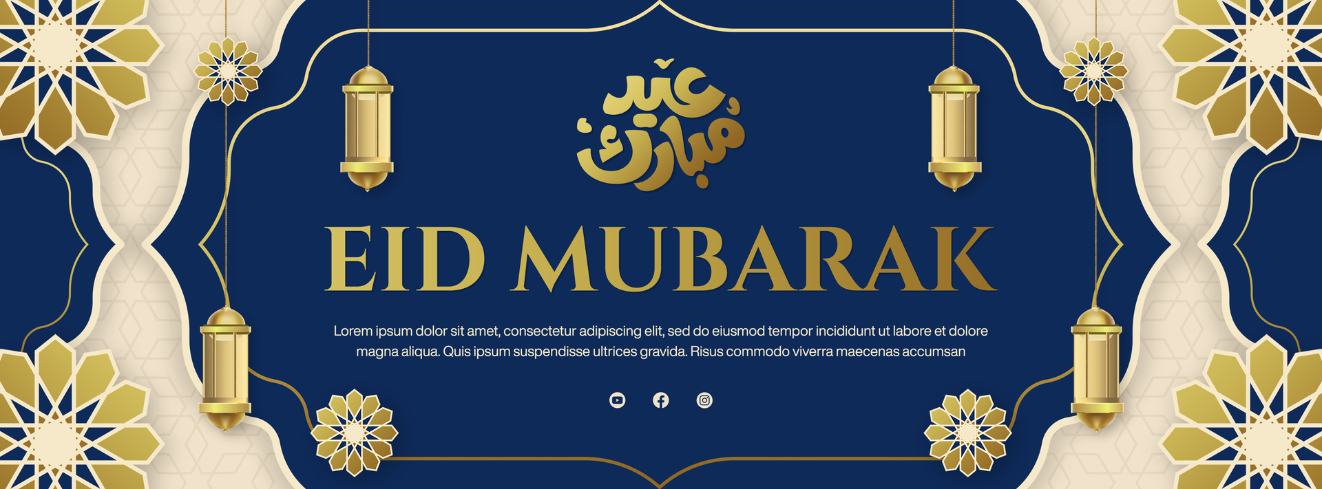 Eid Mubarak Banner Template Design For Social Media Cover With Islamic Background psd