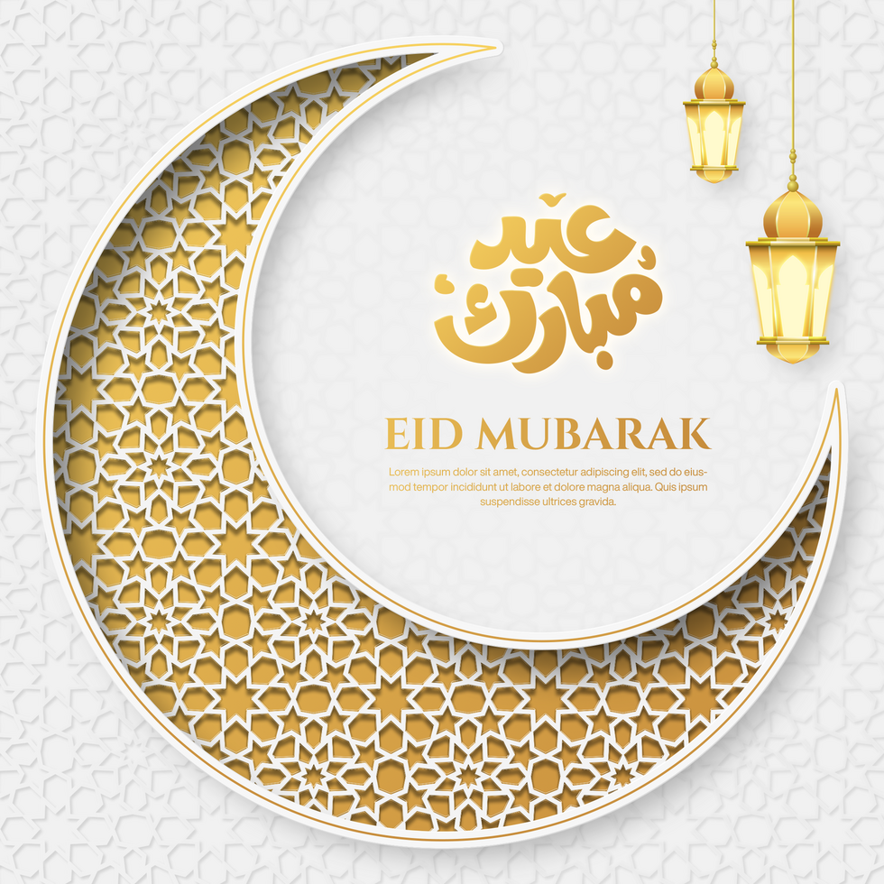 Eid Mubarak Banner Template Design For Social Media Post With Moon And Islamic Pattern psd