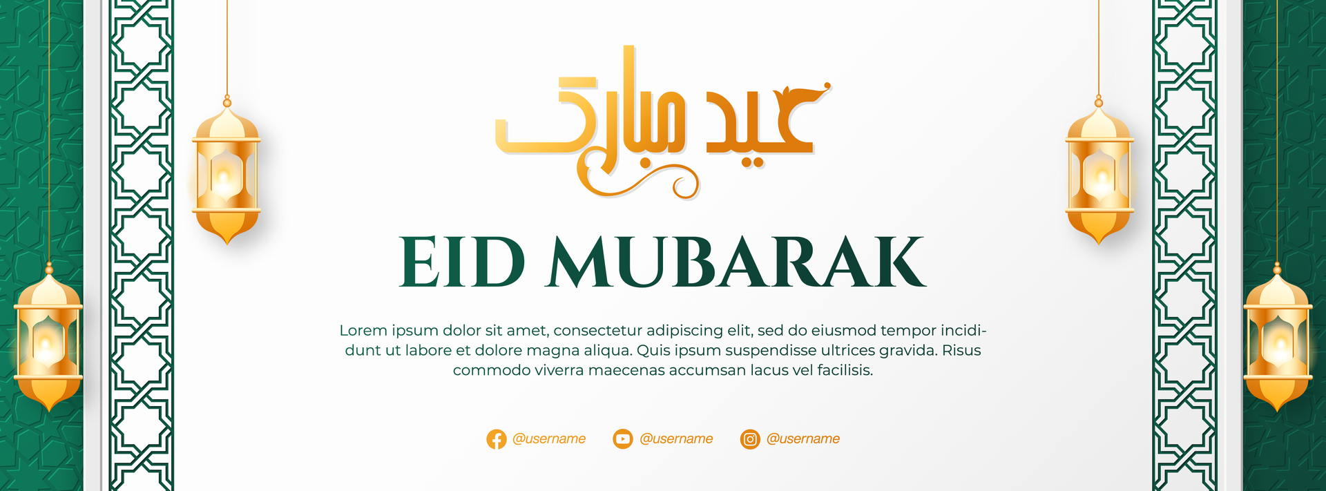 Eid Mubarak Social Media Cover Template Design For Ramadan Celebration With Islamic Lantern psd