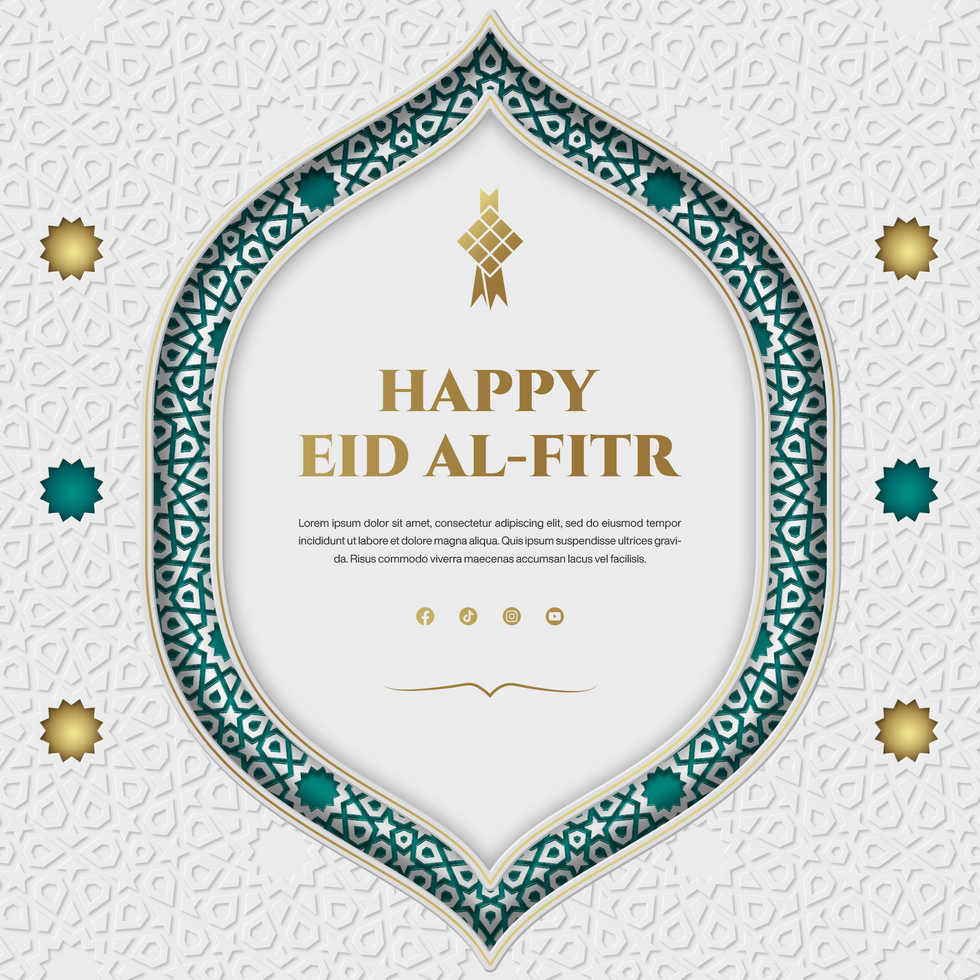 Happy Eid Al-Fitr Greetings Banner For Social Media Post Template Design With Islamic Pattern psd