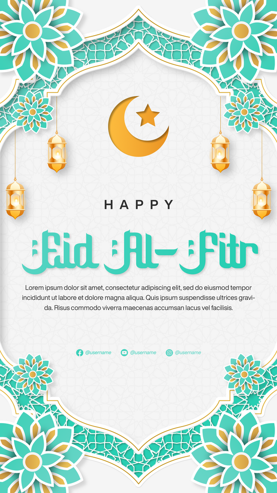 Happy Eid Al-Fitr Social Media Stories Banner Template Design For Ramadan Celebration With Islamic Mandala psd