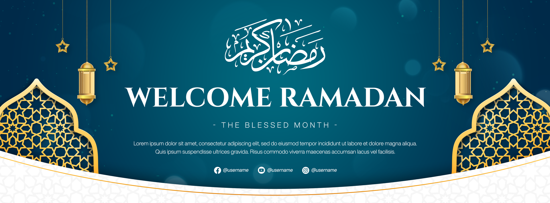 Welcome Ramadan Social Media Cover Banner Template Design With Islamic Pattern Background psd