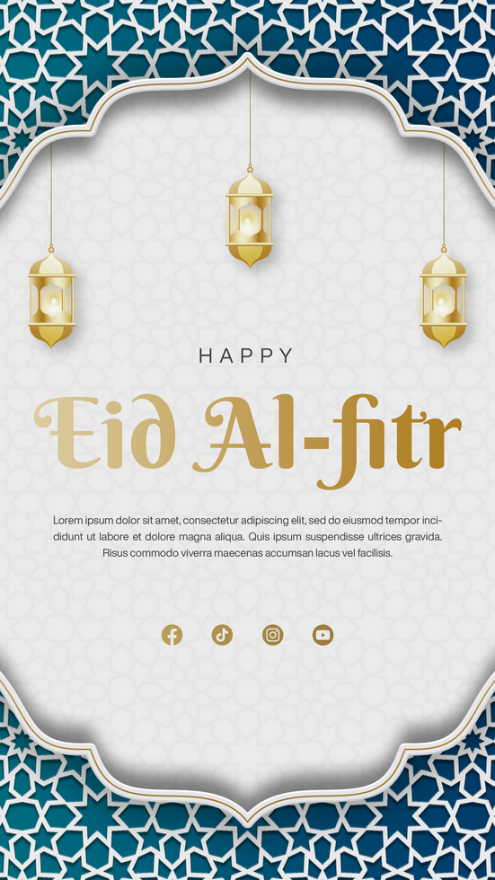 Happy Eid Al-Fitr Social Media Story Banner Template Design With Islamic Pattern psd