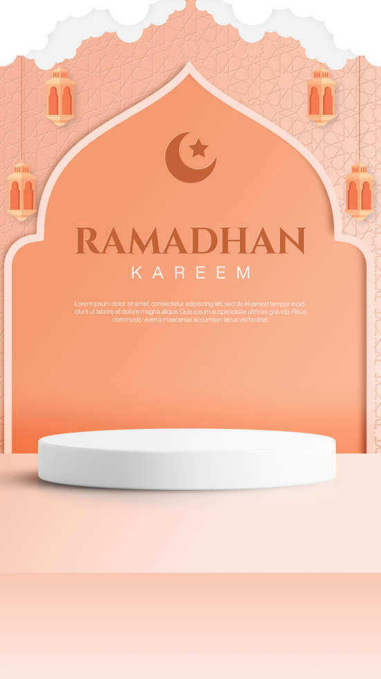 Ramadhan Kareem Banner Template For Social Media Story Design With Cloud Decoration and Islamic Pattern psd