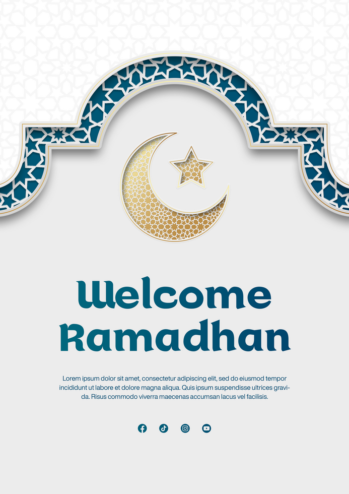 Welcome Ramadhan Banner Poster Template Design With Islamic Decoration and Islamic Background psd