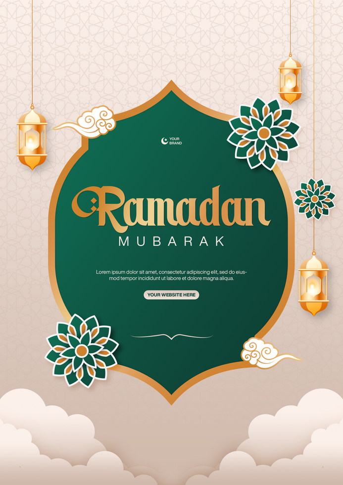 Ramadan Mubarak Poster Banner Template Design With Islamic Background psd