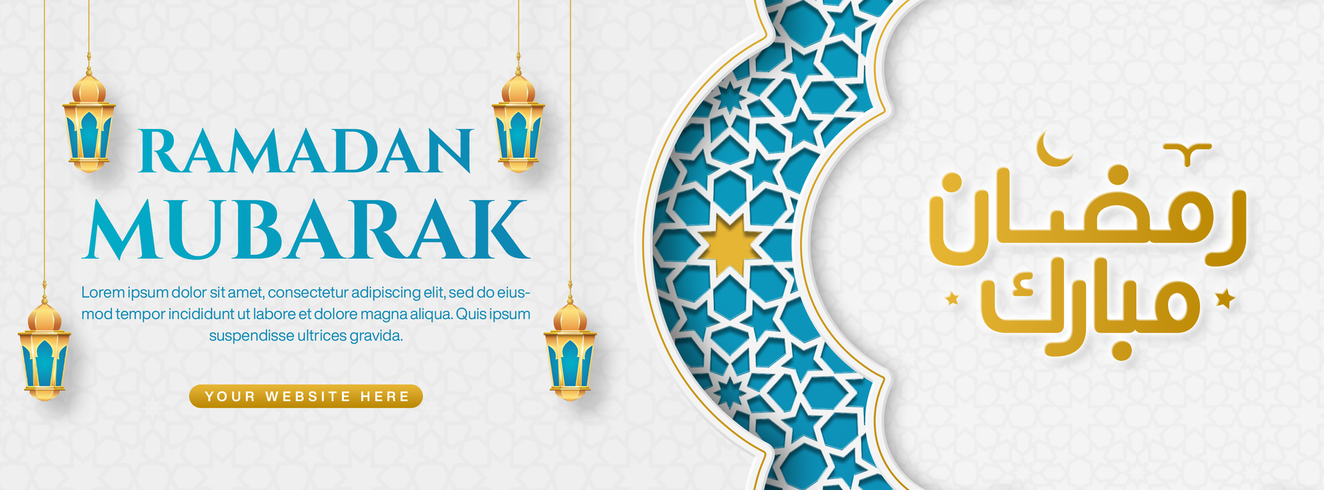 Realistic Ramadan Mubarak Banner Template For Social Media Cover Design With Islamic Pattern psd