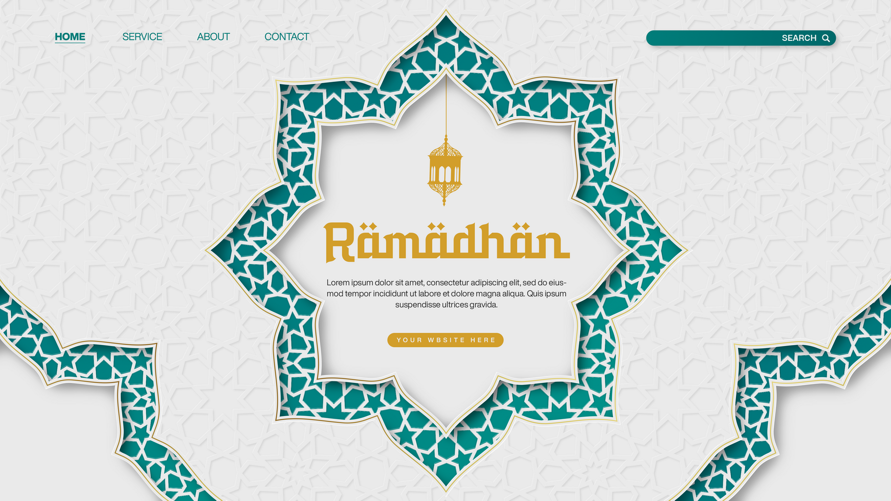 Gradient Ramadhan Landing Page Banner Template Design With Islamic Pattern psd