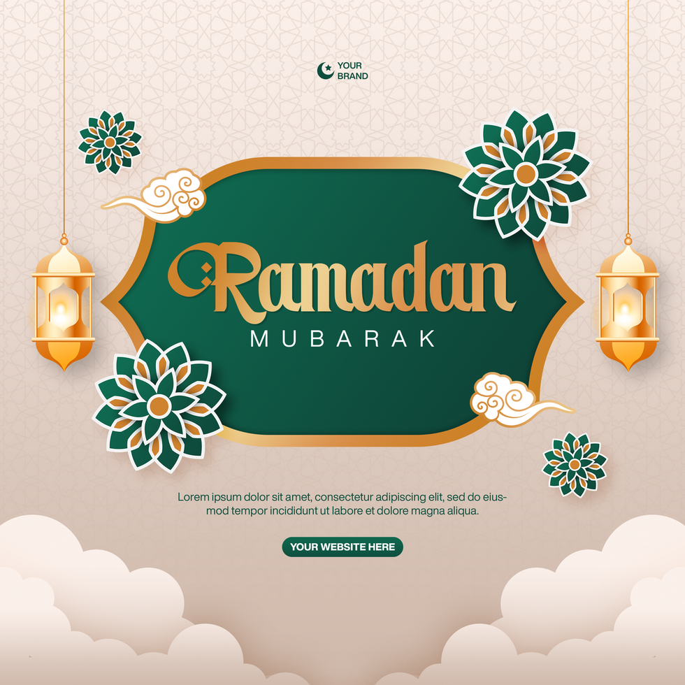 Ramadan Mubarak Social Media Post Banner Template Design With Islamic Background psd