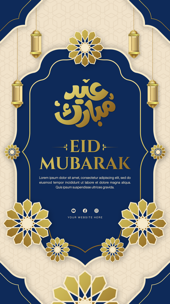 Eid Mubarak Banner Template Design For Social Media Story With Islamic Background psd
