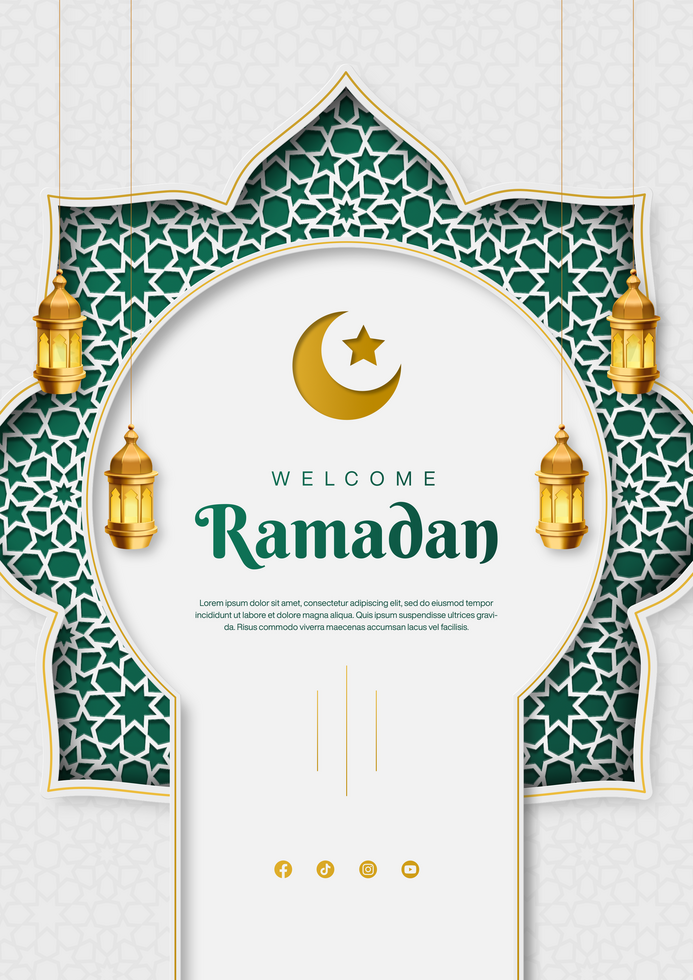 Welcome Ramadan Poster Banner Template Design With Islamic Background psd