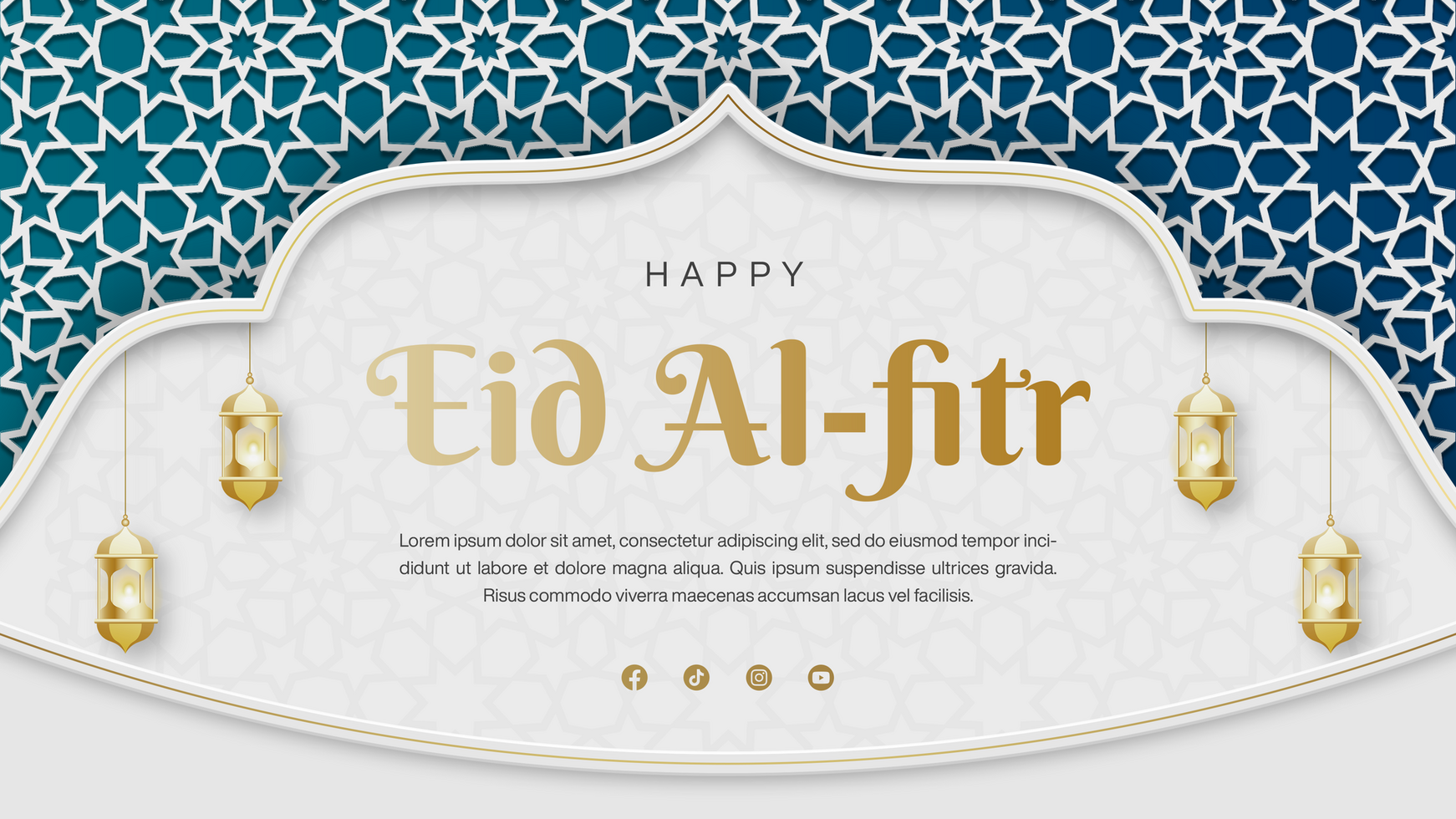 Happy Eid Al-Fitr Web Banner Template Design With Islamic Pattern psd
