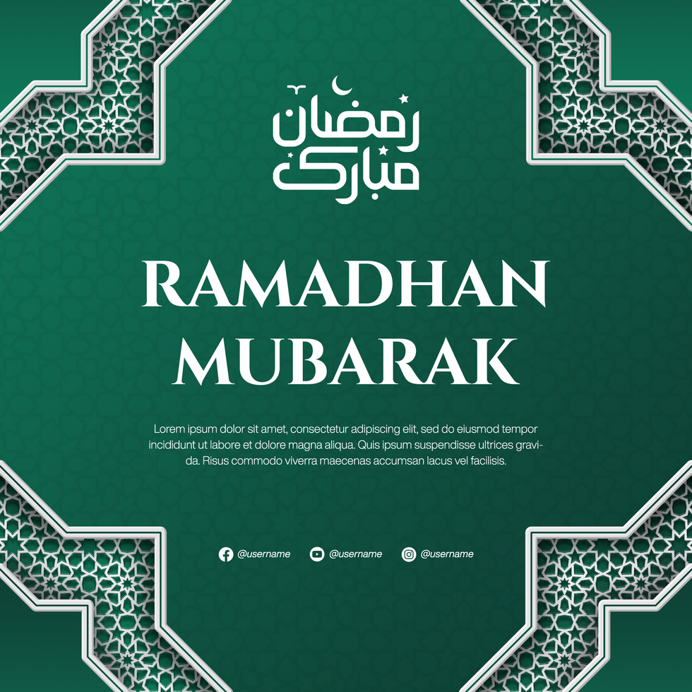 Ramadhan Mubarak Banner Template For Social Media Post Design With Islamic Pattern Gradient Green Theme psd