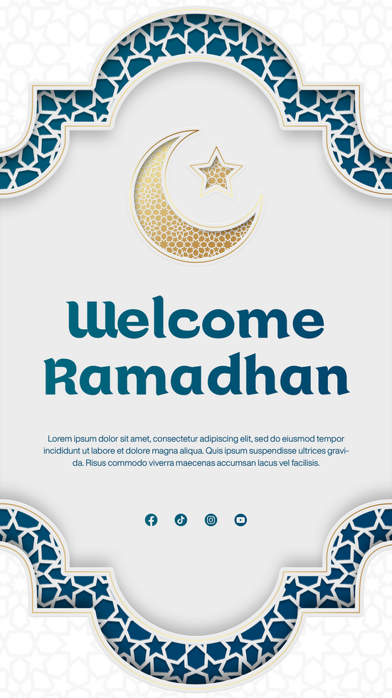 Welcome Ramadhan Banner Social Media Story Template Design With Islamic Decoration and Islamic Background psd