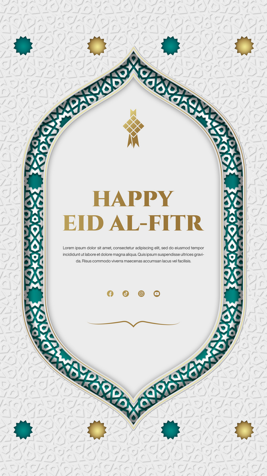 Happy Eid Al-Fitr Greetings Banner For Social Media Story Template Design With Islamic Pattern psd