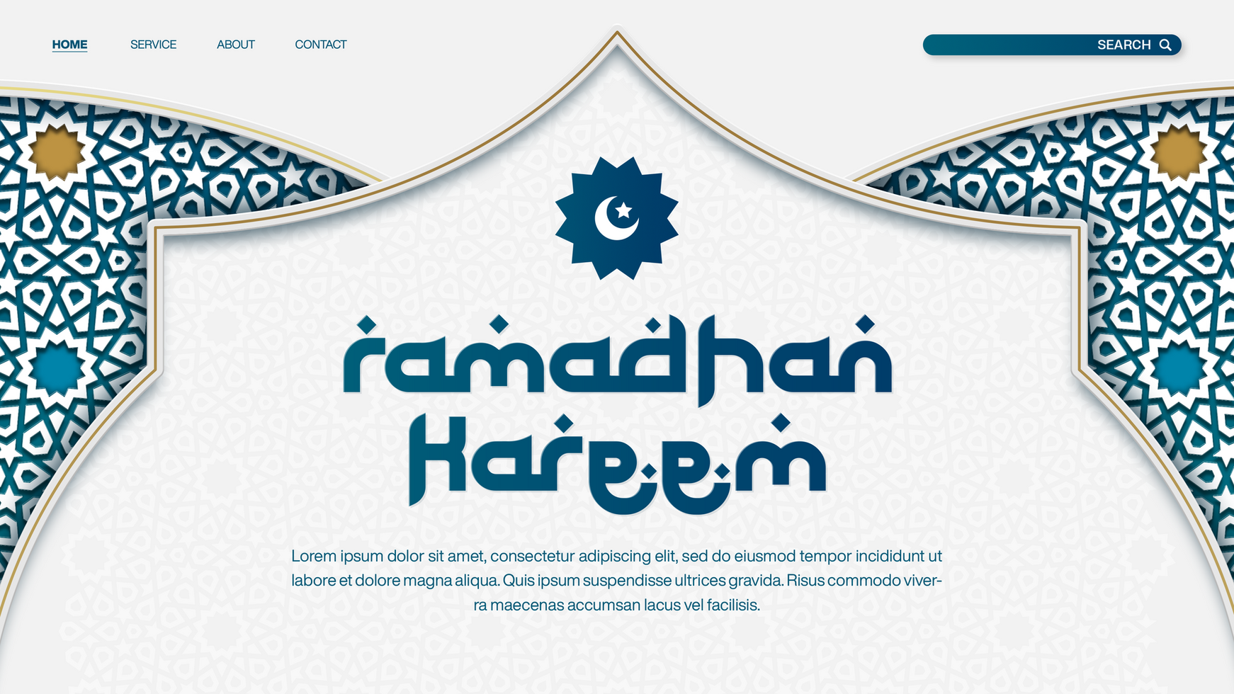 Gradient Ramadhan Kareem Landing Page Banner Template Design With Islamic Pattern psd