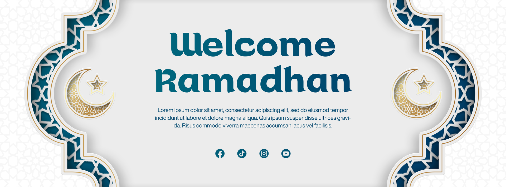 Welcome Ramadhan Banner Social Media Cover Template Design With Islamic Decoration and Islamic Background psd