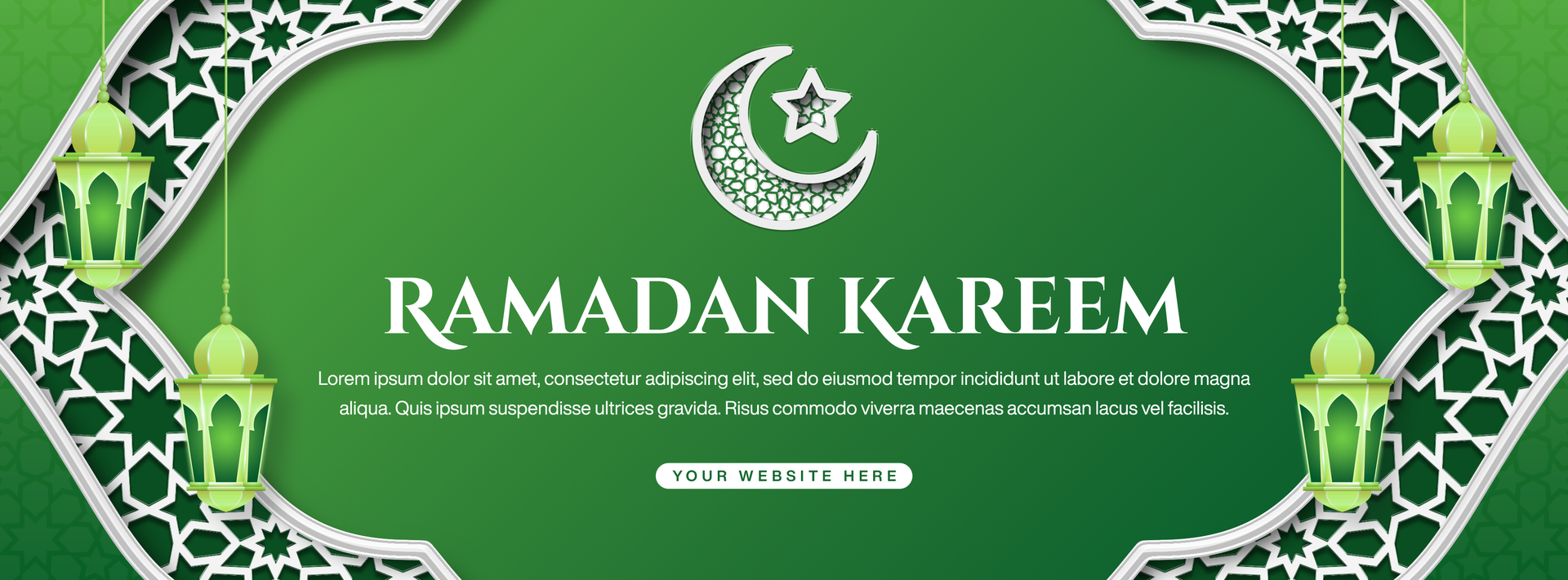 Ramadan Kareem Social Media Cover Banner Template Design With Islamic Background Gradient Green Theme psd