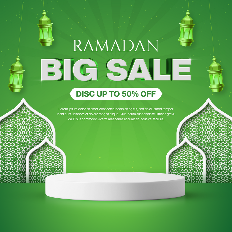 Ramadan Big Sale Social Media Post Template Design for Promotion Banner with Product Display psd