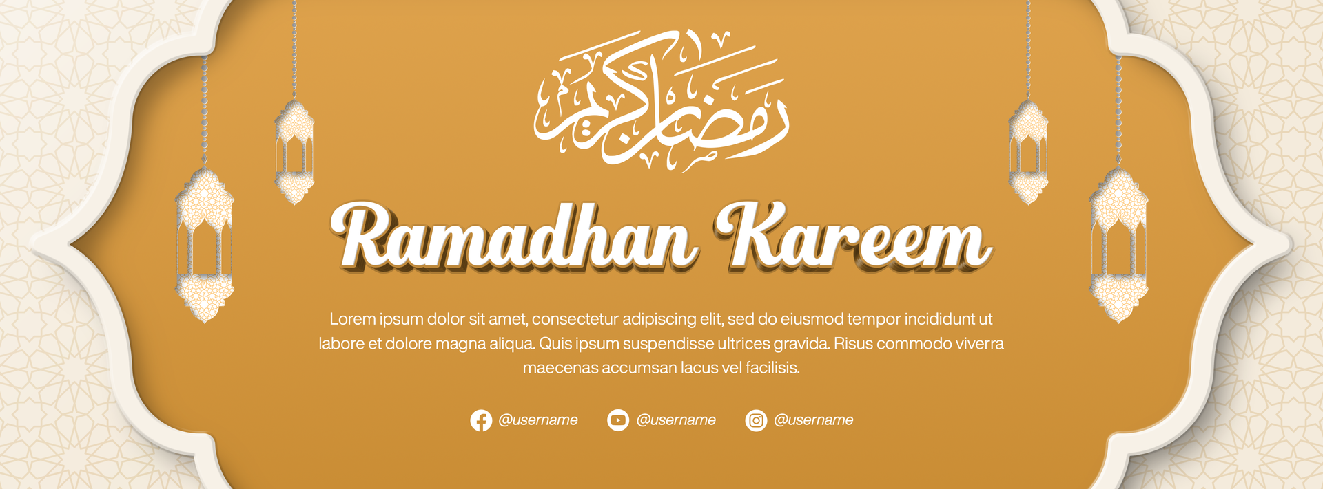 Ramadan Kareem Banner Template for Social Media Cover with Islamic Background psd