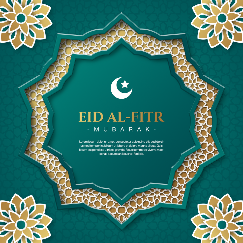 Eid Al-Fitr Mubarak Social Media Post Banner Template Design For Ramadan Celebrate With Islamic Frame psd