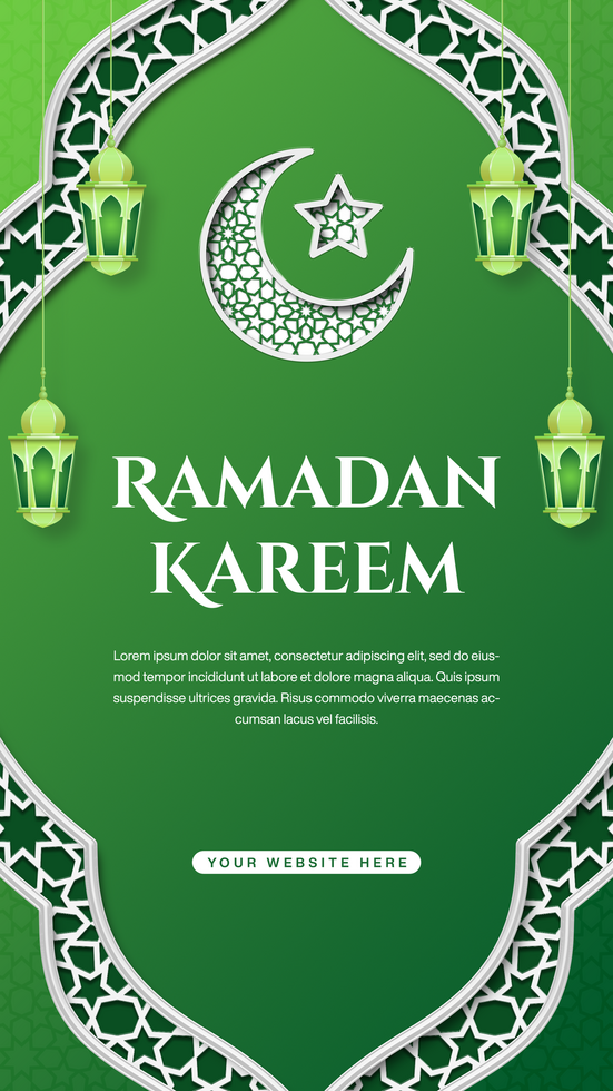 Ramadan Kareem Social Media Story Banner Template Design With Islamic Background Gradient Green Theme psd