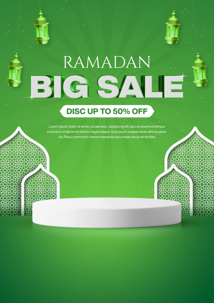 Ramadan Big Sale Poster Template Design for Promotion Banner with Product Display psd