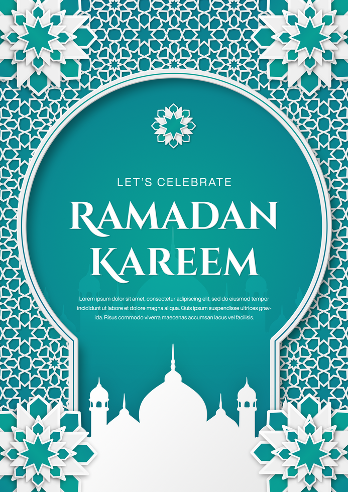 Ramadan Kareem Poster Banner Template Design with Islamic Background Decoration psd