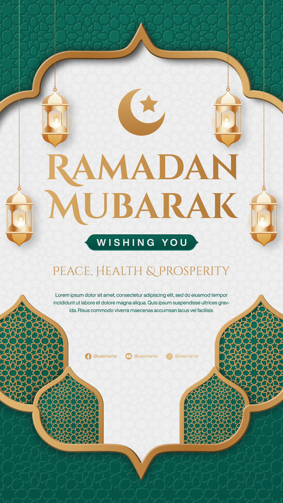 Ramadan Mubarak Social Media Stories Banner Template With Lantern And Islamic Background psd