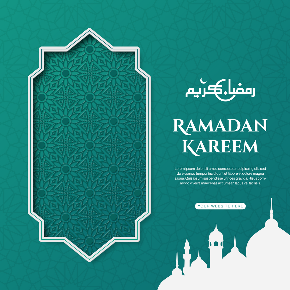 Ramadan Kareem Social Media Post Banner Template With with Islamic Pattern Background psd