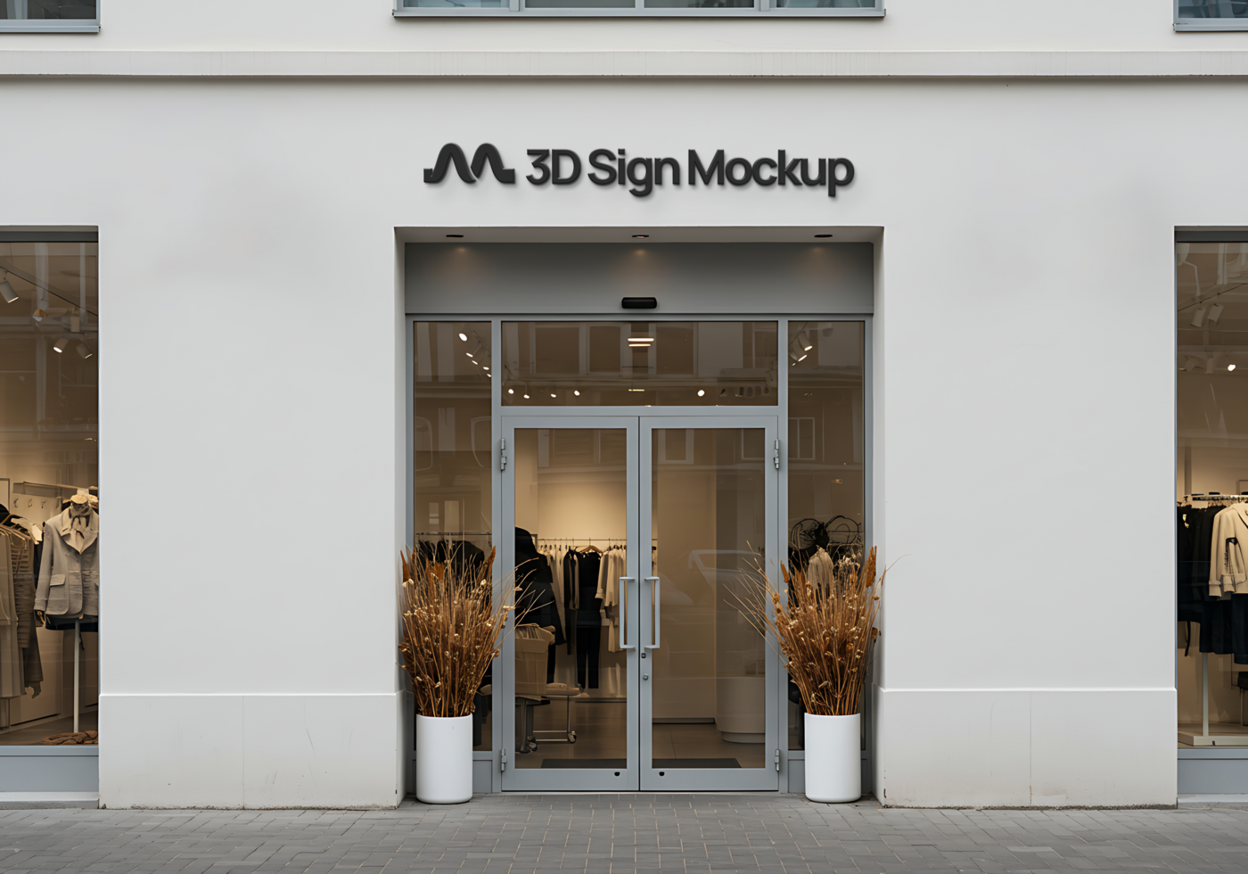 3D Store Signage mockup psd